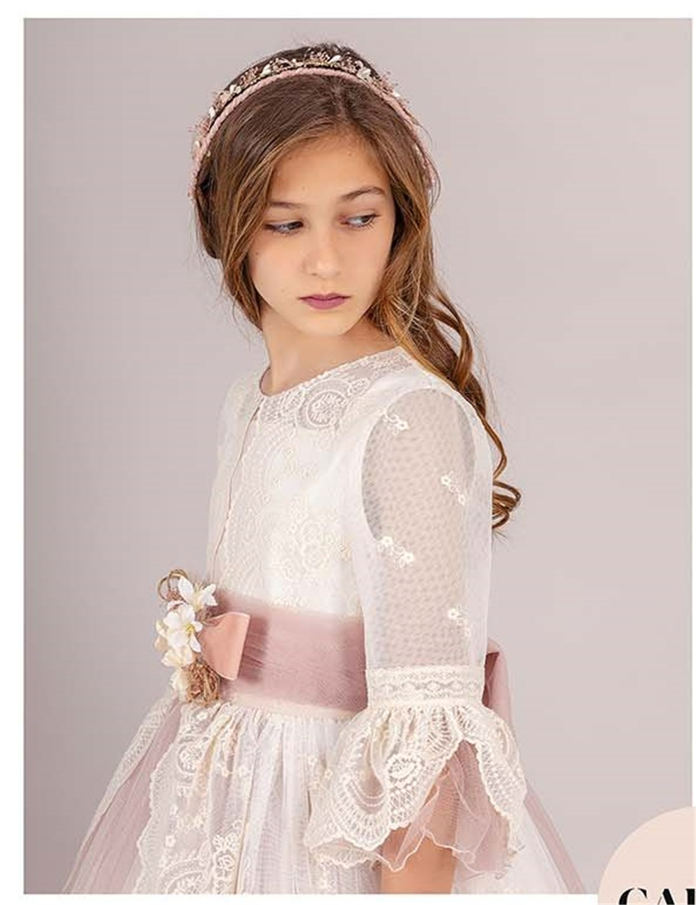 고급스러운 핑크 컬러 플라워 걸 드레스 웨딩 드레스 레이스 Appliqued Ruffle Layering Tulle First Communion Ball 가운