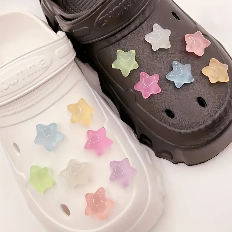 7/14pcs Glow-in-the-Dark Star รองเท้า Charms ติดตั้งง่ายสนุก DIY รองเท้าหัวเข็มขัดสําหรับรองเท้า