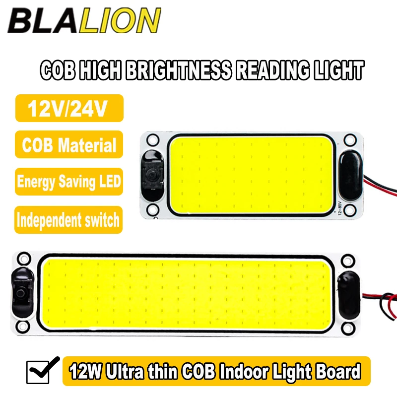 BLALION LED 12-24V Oświetlenie wnętrza samochodu Listwa do czytania Światło wewnętrzne Lampa sufitowa z włącznikiem i wyłącznikiem do samochodu dostawczego