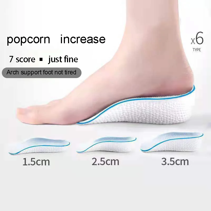 1.5/2.5/3.5 Men Women Shoes Pads Cm Arch Support Height Increase Insoles Light Weight Soft Elastic Lift Soft Elastic Lifting For