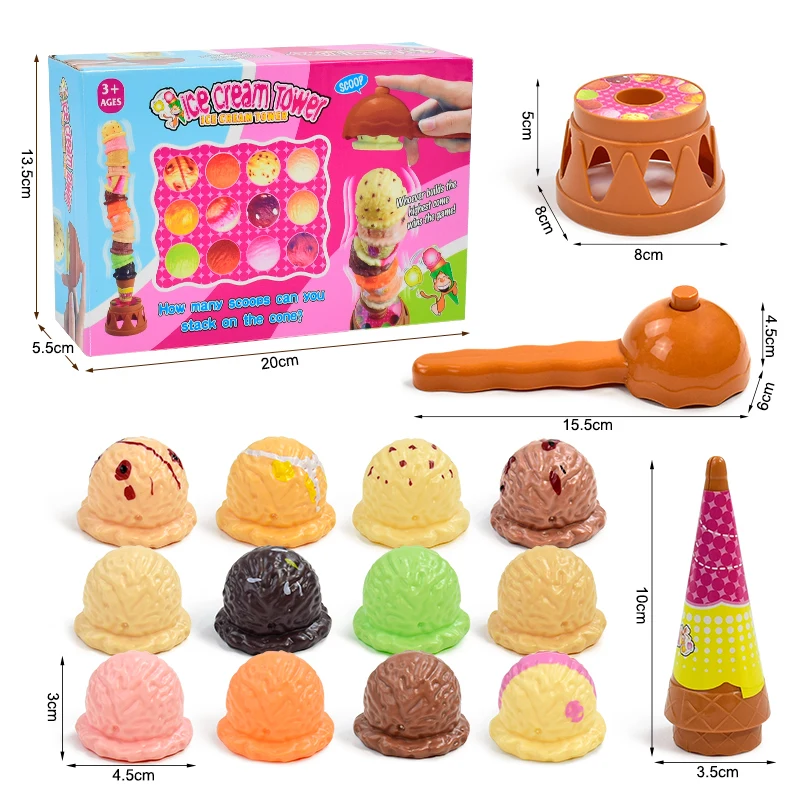 ไอศกรีมเด็กซ้อนเกมจําลองอาหาร Stack Up เล่นเด็ก Pretend เล่นของเล่นของเล่นเพื่อการศึกษาสําหรับของขวัญกล่อง