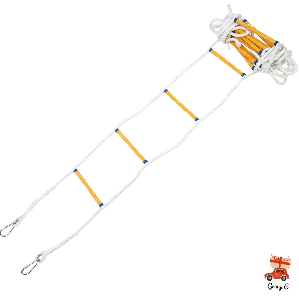 Seilleiter, ausziehbare Feuerleiter, 12 m Seilleiter, Rettungsleiter, Feuerleiter mit |   Sicherheitsverschluss, langlebig, feuerfest, tragbar