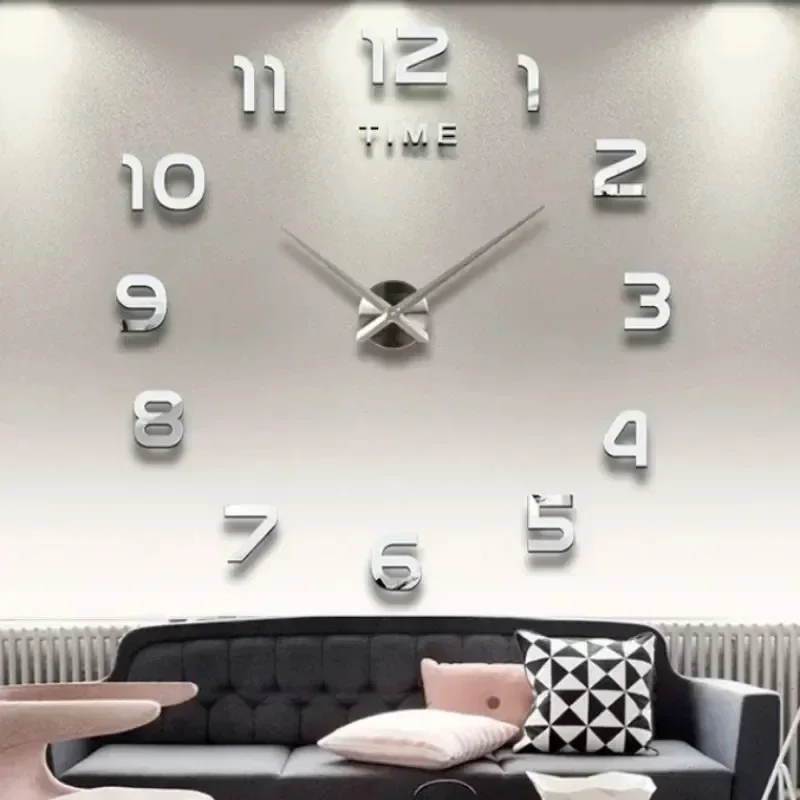 Reloj Digital pegatinas de pared decoración de aguja relojes brillantes DIY dormitorio sala de estar hogar cuarzo creativo relojes de habitación extraíbles