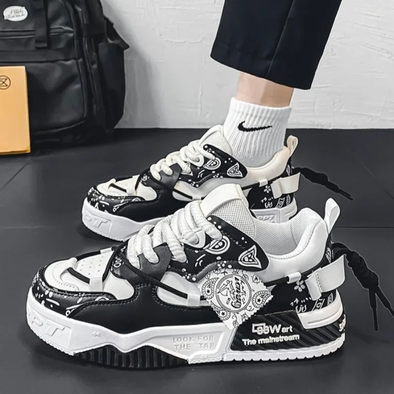 Nowe jesienne buty męskie Męskie trampki na platformie dla mężczyzn 2024 Trend Design Graffiti Skateboard Shoes Patchwork Sneaker Zapatillas