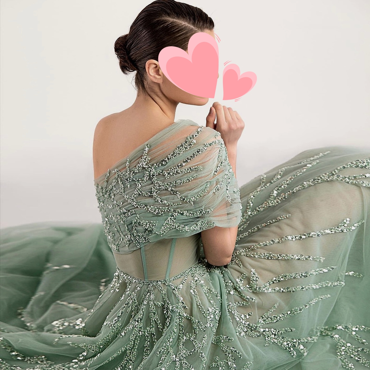 Oisslec Abendkleid, elegant, Vintage, sexy, süße grüne Perlen, eine Schulter, maßgeschneidert, für formelle Anlässe, Abendkleid, Party-Kleider