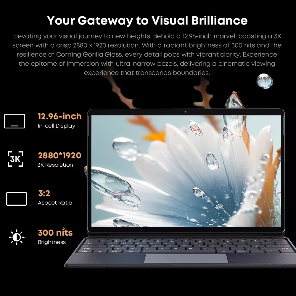 Tableta CHUWI Hi10 Max 2 en 1 con Windows 11, 12,96 pulgadas, pantalla 2880 x 1920 3:2, Intel 12th N100, 12 GB DDR5, 512 GB SSD, WiFi 6, BT5.2, compatible con teclado, lápiz óptico, cámaras duales 3G/4G