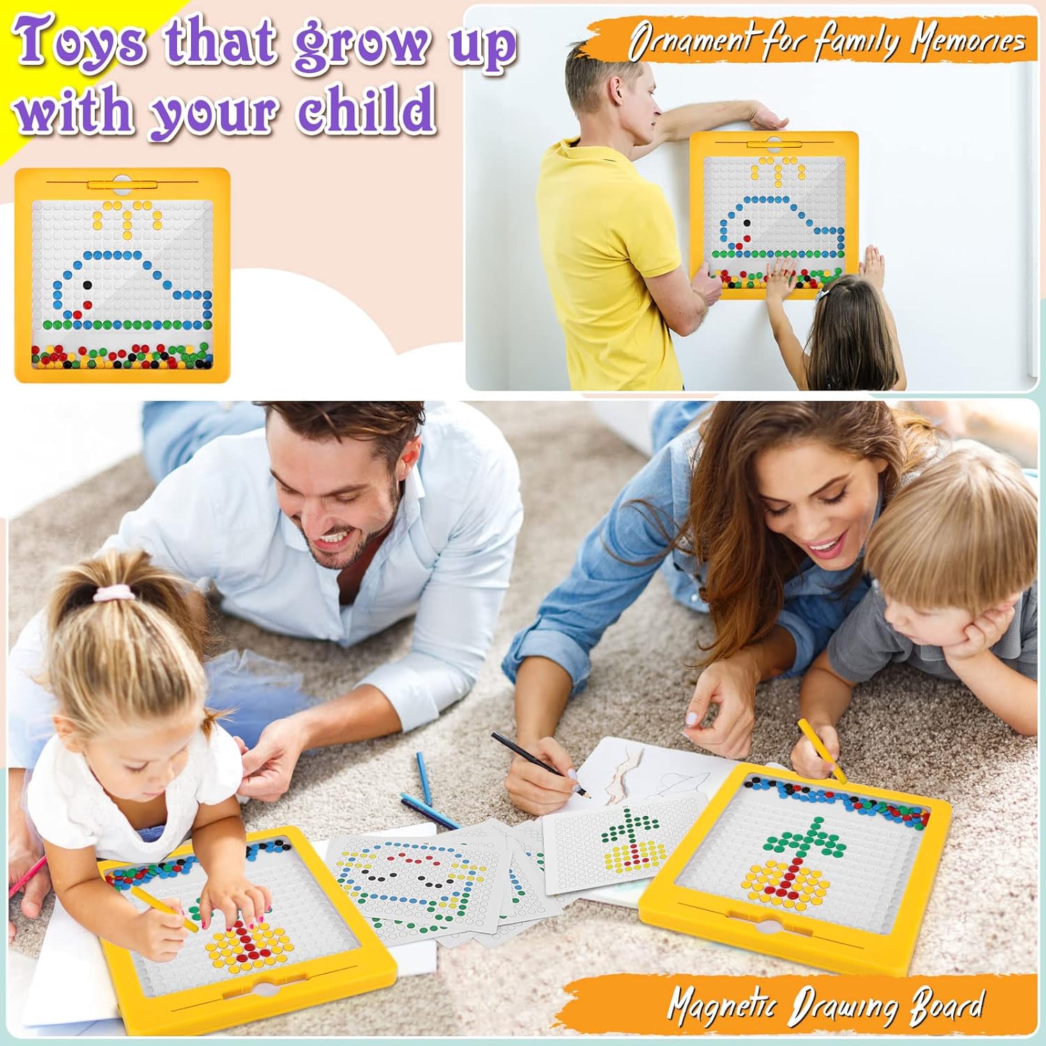 Magnetisches Zeichenbrett für Kleinkinder, Magnetperlen und Stift, Zeichenbrett, Montessori, pädagogisches sensorisches Reisespielzeug