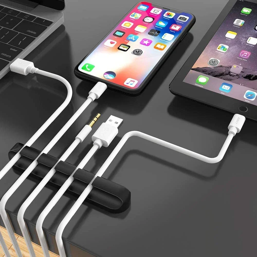 1/2pcs ซิลิโคนสาย USB Organizer สาย Winder Desktop Tidy Management คลิปสายสําหรับเมาส์หูฟัง Organizer