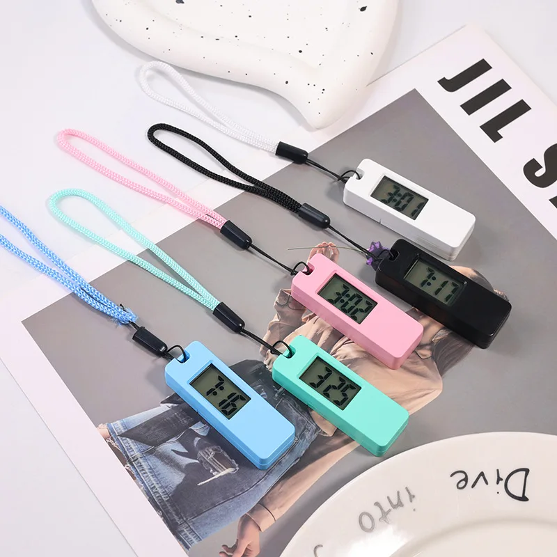 Luminous LED Keychain Pocket Watch for Children Silent LCD Digital Display Portable Student Exam Study Desktop Clock Man Woman