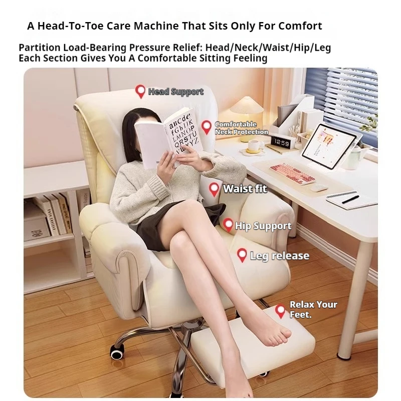 New Gaming Chair Soft Comfortable Ergonomic Office Chair Computer Chair with Telescopic Leg Rest Adjustable Headrest Height