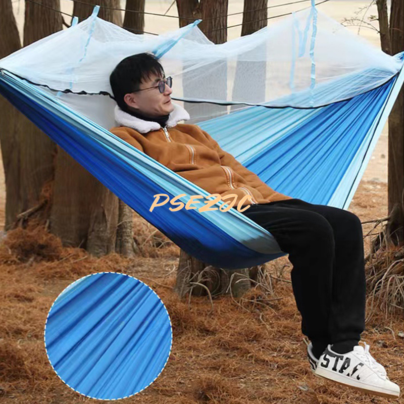 Outdoor Camping Parachute Cloth Portable Anti Rollover and Anti Mosquito Quick Opening Mosquito Nets Hammock Double Single