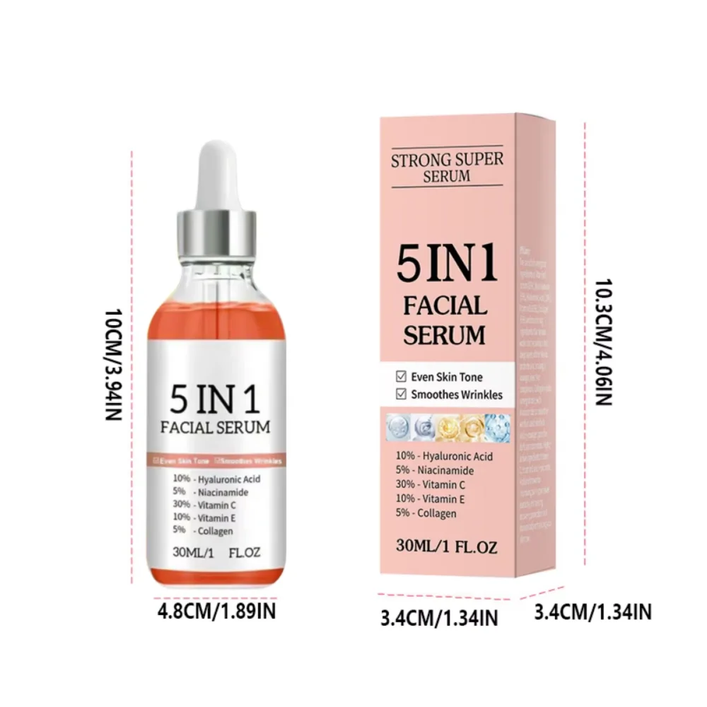 5 in 1 ヒアルロン酸フェイスセラム 保湿ビタミンC コラーゲン ライトニングフェイシャルセラム 毛穴縮小 スキンケア