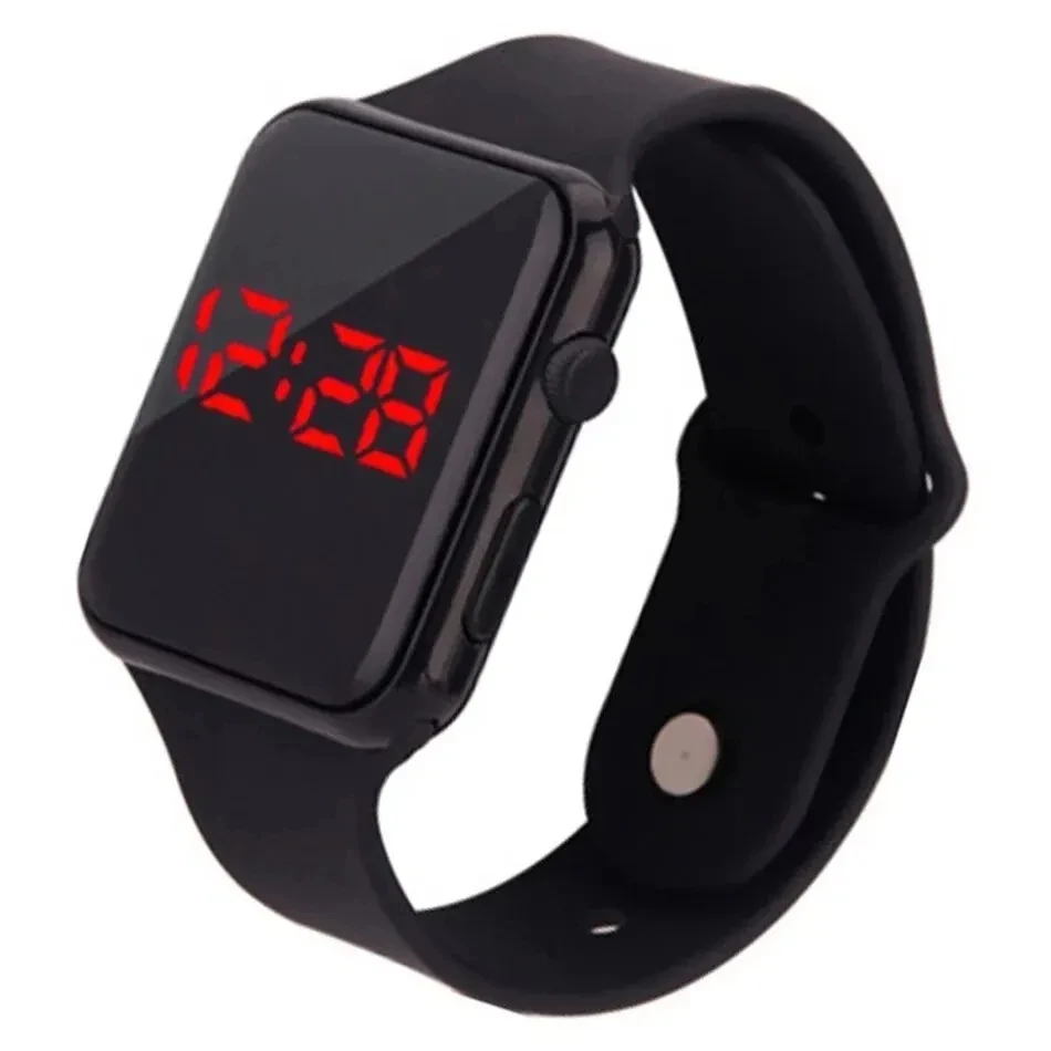 Reloj Digital Simple para Hombre y mujer, Reloj electrónico LED deportivo a la moda, pulsera de silicona negra, Reloj informal para Hombre