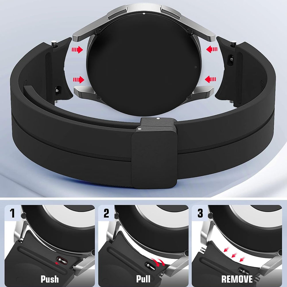 サムスンギャラクシーウォッチ用シリコンストラップ,クラシックウォッチバンド,磁気クラスプ,7,6,5,4,5 pro,6,4,40mm, 44mm, 45mm用