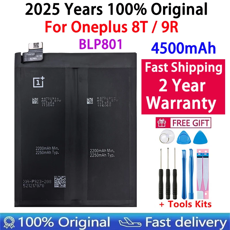 100% 오리지널 휴대폰 교체 배터리, OnePlus Nord N100 N10 1 2 3 3 3T 5 5 5T 6 6T 7 7T 8 8T 9 9R X Pro Plus 배터리
