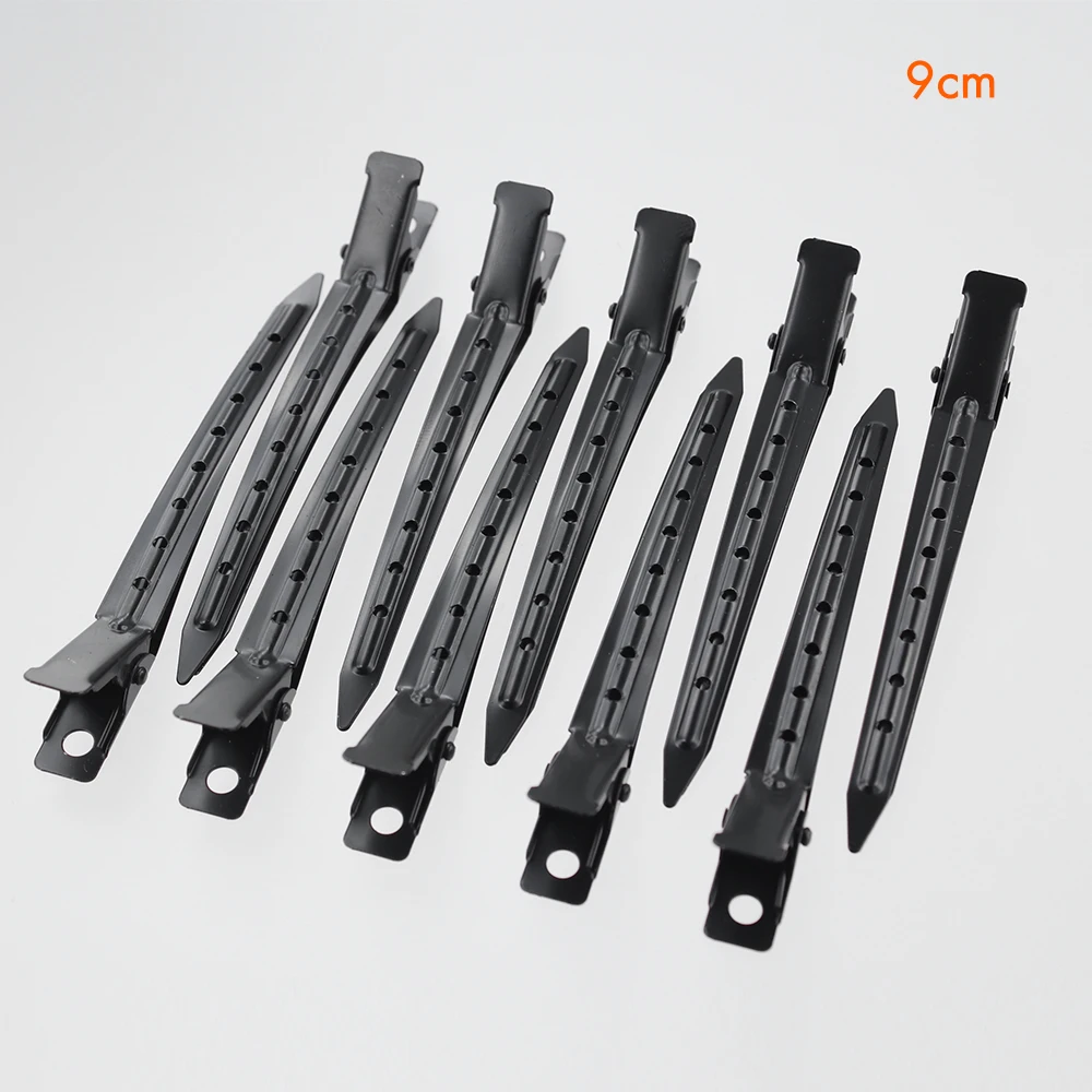 10 Uds. Clips de pico de pato negros, Clip de pelo de cocodrilo de una sola punta dorada, Clips de sección de pico de pato, pinzas de cocodrilo de Metal para estilizar el cabello