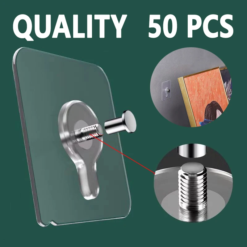 Strong Adhesive Hooks Picture Frame Holder Poster Photo Clock No Drilling Hooks Waterproof Kitchen Bathroom Hanger Screw Hooks