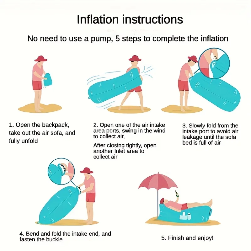 Sofá inflable perezoso, silla para exteriores, sofá inflable portátil, sofá plegable para acampar, muebles de exterior, tumbona inflable para playa