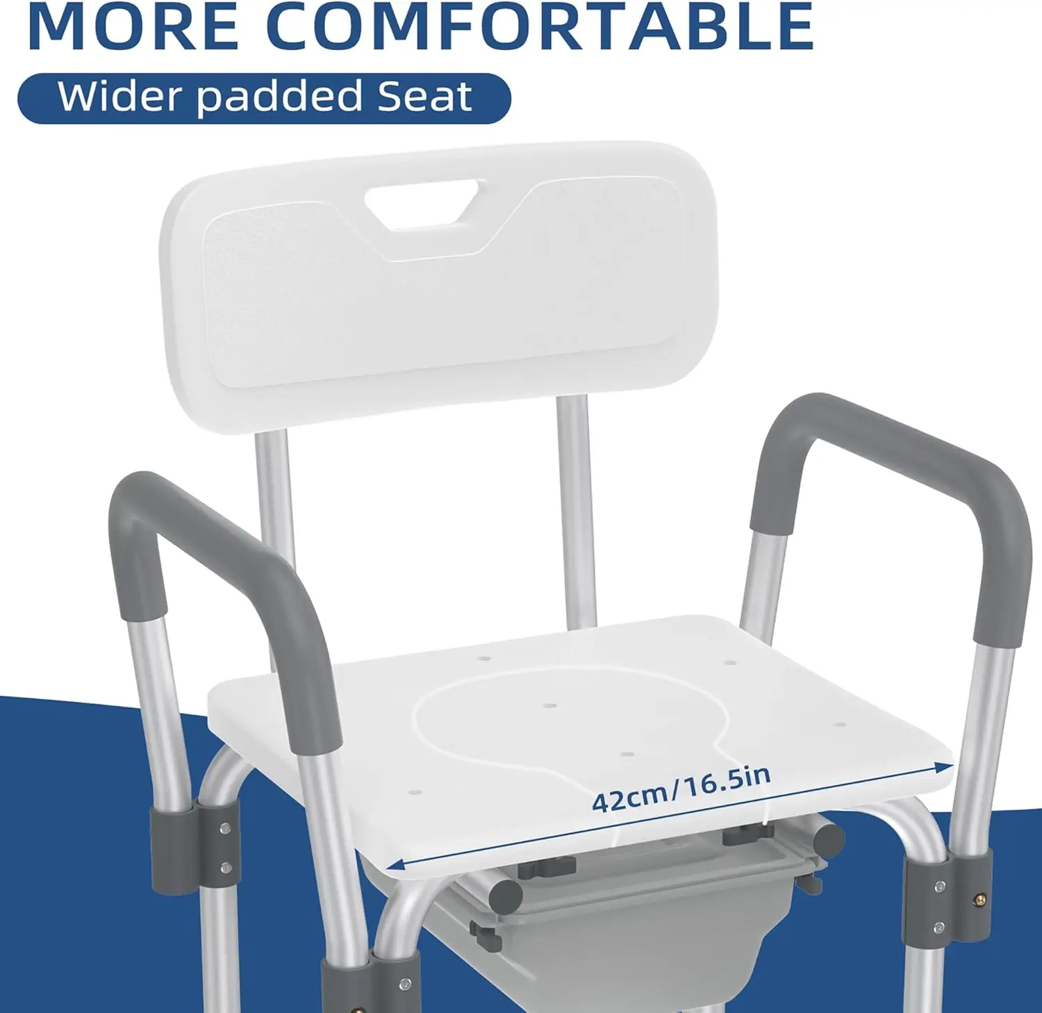 Toilettenstuhl Shower Stool Height Adjustable 2-in-1 Duschstuhl Badhocker Nachtstuhl mit Bucket, Armrest and Backrest WC-Chair