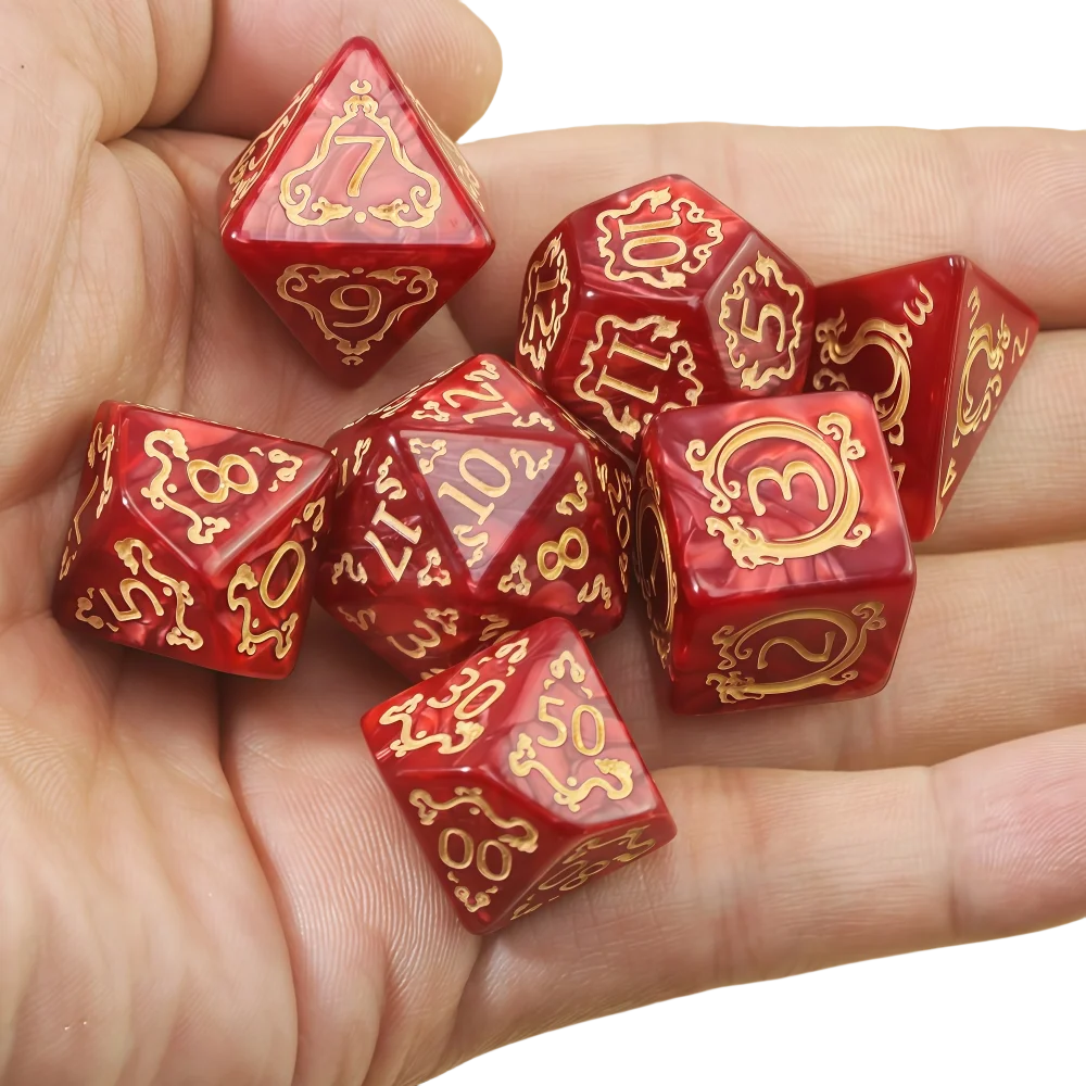 Conjunto de dados DND, 7 peças de dados poliédricos com efeito de mármore para jogo de dramatização D&D, acessórios de jogo de tabuleiro DND RPG para festa em clube