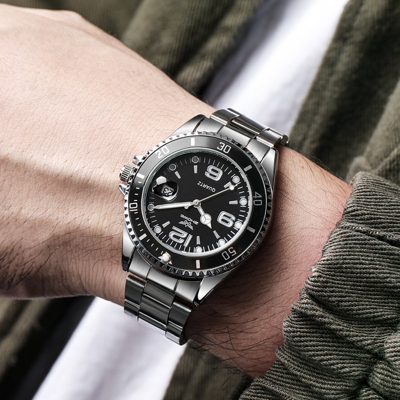 Nova moda de aço inoxidável masculino relógios de pulso quartzo ouro tira marca luxo qualidade superior relógio quartzo relogio (sem caixa)