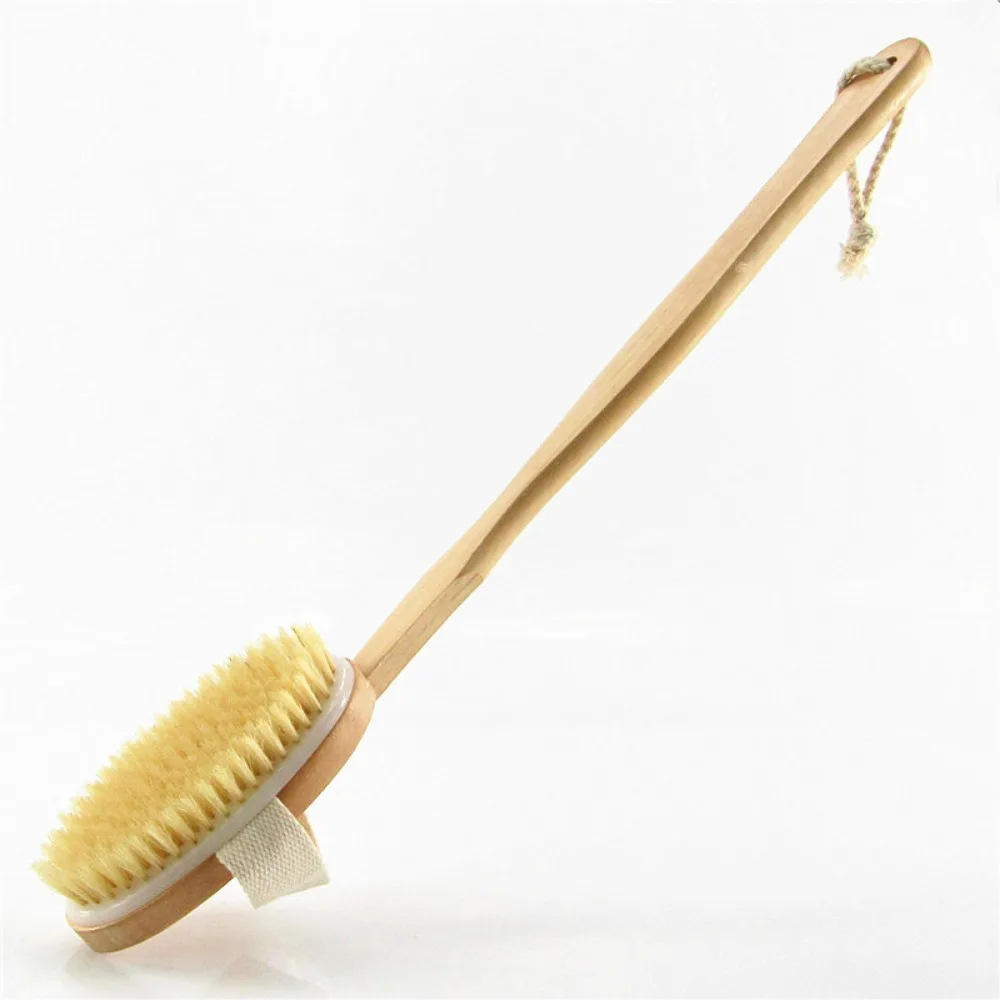 Cepillo corporal de ducha con mango largo desmontable de madera, cepillo de baño, masaje de baño, cepillo exfoliante corporal, herramientas de baño, 1 ud.