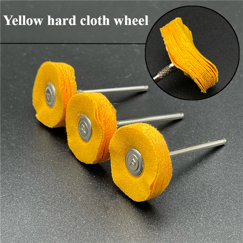 5PCS 2.35mm Handle Yellow / Beige / Bleach Cloth Wheel  Jewelry Polishing Cloth Wheel Dremel Rotating Tool Accessories