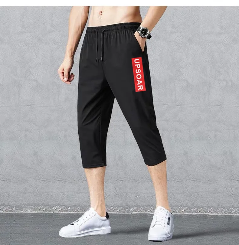 2024 Zomer Heren Shorts Ademend Uitgerekt Nylon Ijs Zijde 3/4 Korte Capri Broek Sport Rijbroek Plus Size Casual Shorts Mannelijke