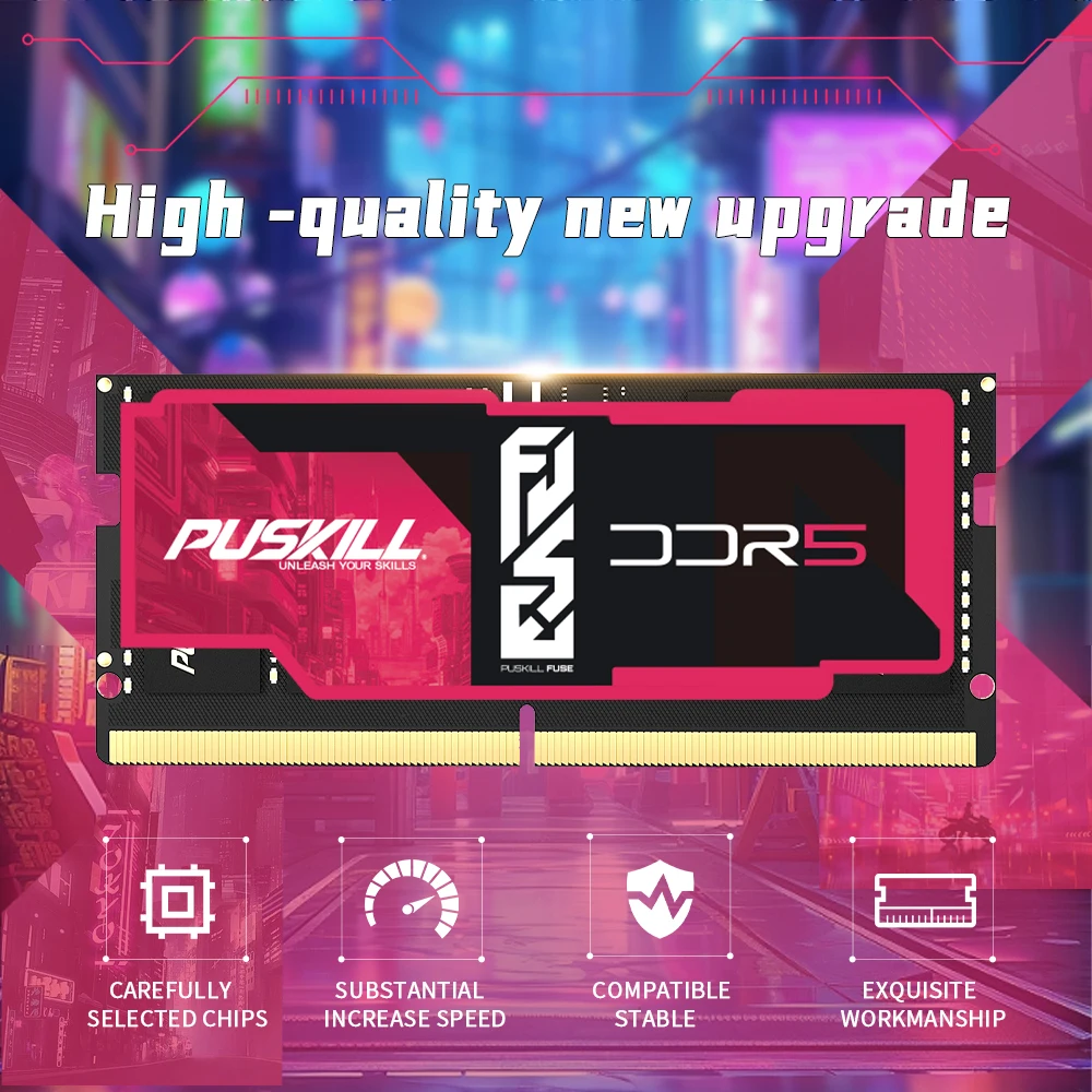 PUSKILL DDR5 Notebook RAM 32 GB 16 GB 8 GB 5600 MHz 5200 MHz 4800 MHz CL46 CL42 CL40 1,1 V 262-Pin Laptop SODIMM Speicher