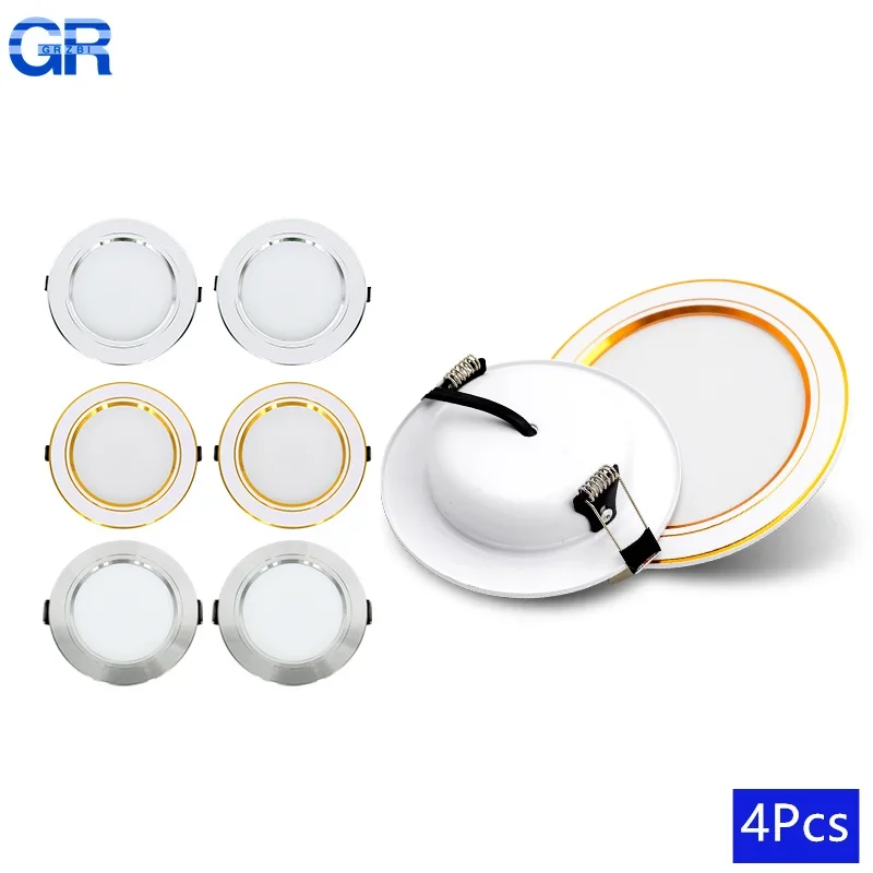 4Pcs LED Downlight 5W 9W 12W 15W 18W AC110V 220V DC12V 24V Recessed Ceiling Lamp Round Led Panel Down Lights Spotlight Lighting