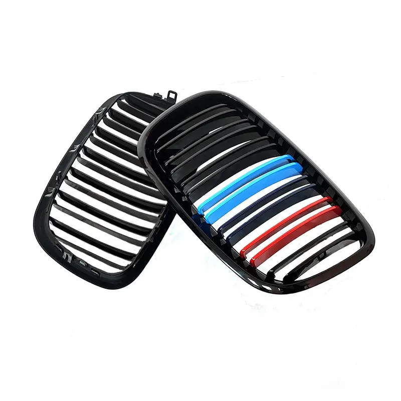 1 Pair Front GrillesFor BMW X5/X6 E70 E71 2008-2014 Gloss Matte Black Kidney Grill Carbon Fiber Replacement Front Bumper Grilles