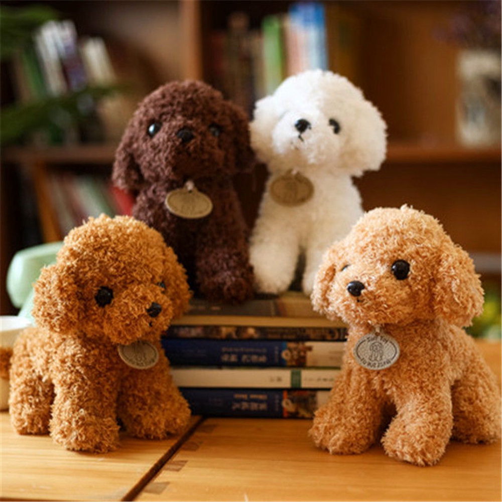 Perro de peluche bonito de 20CM, muñeco de perro rizado con etiqueta colgante, perro de simulación para enviar regalo de cumpleaños para niños