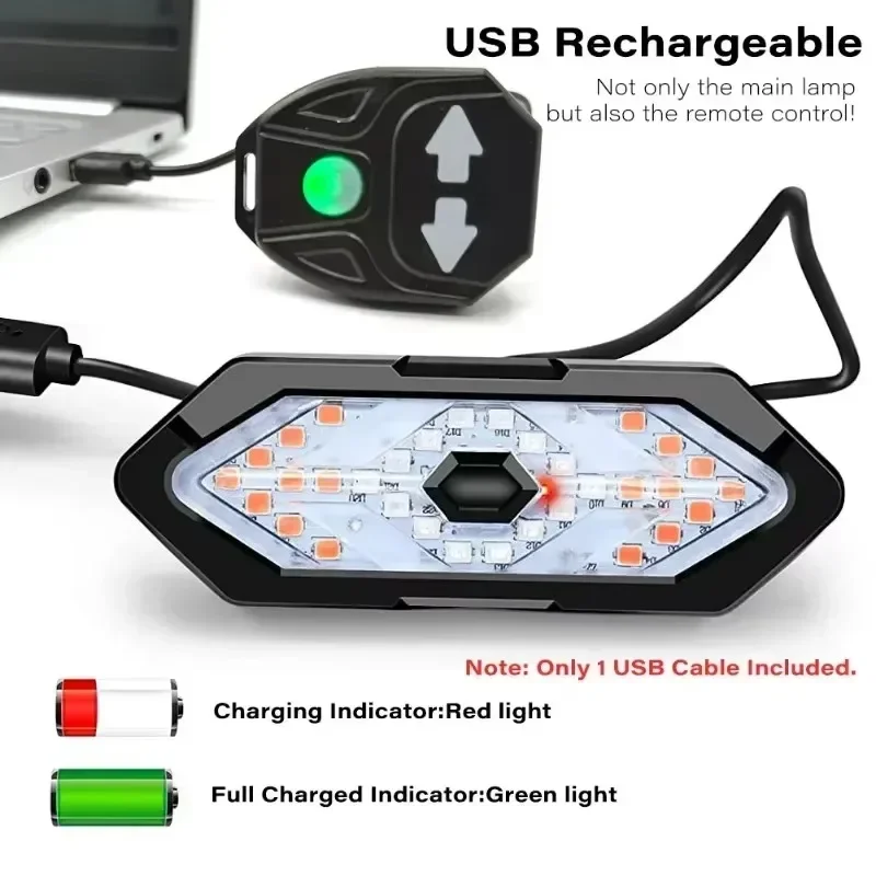 Bike Turn Signal Rear Light Led Indicator USB Rechargeable Tail Lamp Remote Control Warning Light for Bicycle Safety Accessories