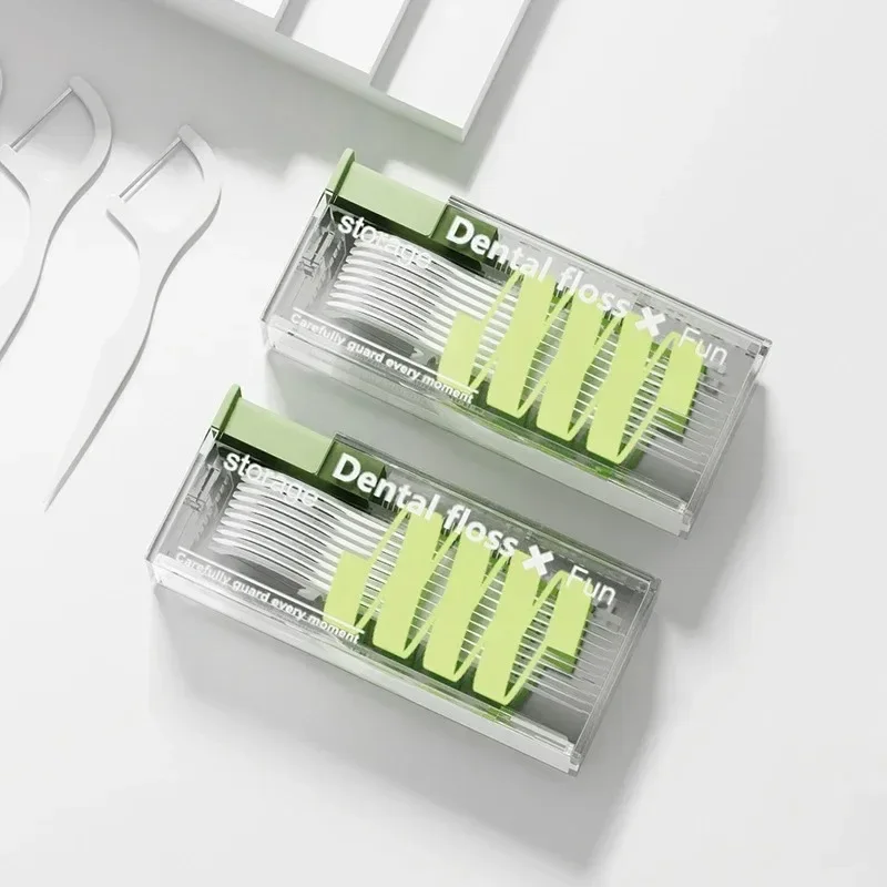 10 juegos de soporte para hilo dental portátil, expulible automático, incluye 10 Uds. De organizador de hilo dental, palos para hilo dental desechables de mano a presión