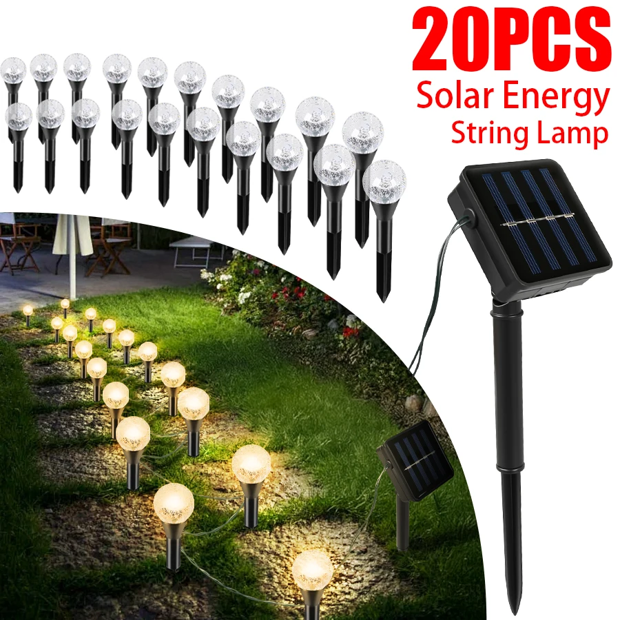 20-in-1-Solar-Blasenlichter, Garten-Dekor-Wegelampen, wasserdicht, 8 Beleuchtungsmodi, mehrfarbige Optionen, Garten, Festival, Hochzeit