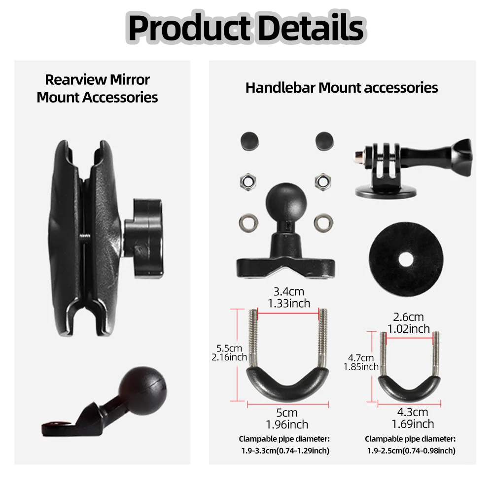 Soporte de espejo para manillar de motocicleta, soporte para bicicleta para GoPro 13 12 11 10 9 Insta360 SJCAM DJI Osmo, accesorios para Cámara de Acción