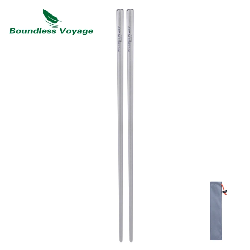Palillos de titanio Boundless Voyage con bolsa de transporte para almacenamiento y embalaje convenientes: utensilios para acampar, hacer senderismo y hogar