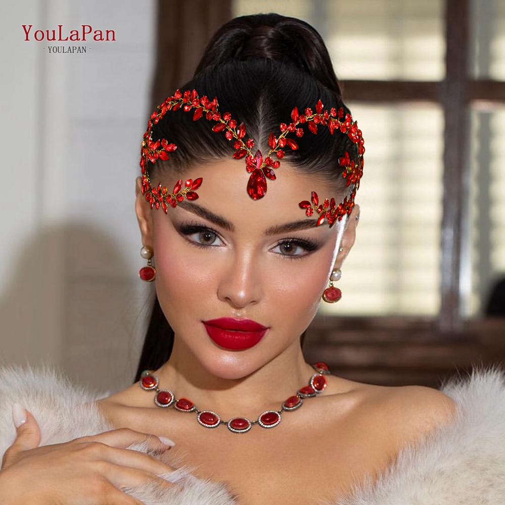 YouLaPan свадебная повязка на голову со стразами, украшение на лоб, головной убор невесты, женский головной убор для банкета, вечеринки, головные уборы с каплями воды HP599