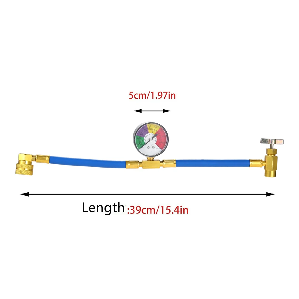Auto 15.7 "R134A A/C Koelmiddel Gas Laadslang met Manometers Auto Airconditioner Koeling Rubber Vulslang
