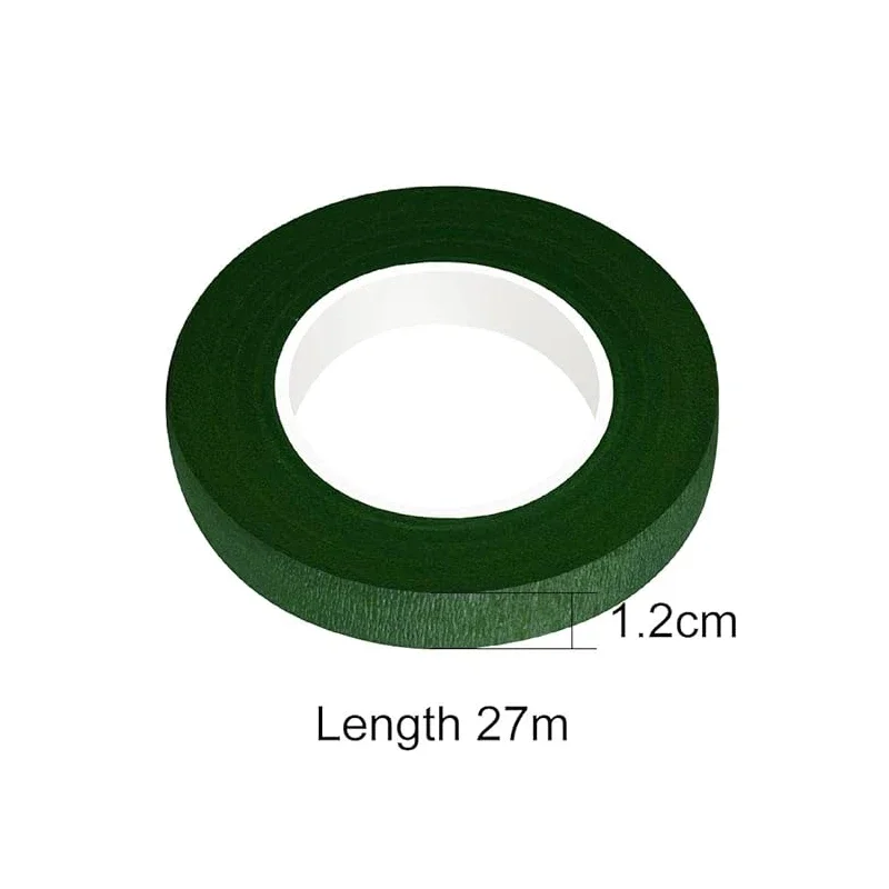 Zxiixz 30 Yard 12mm zelfklevende Boeket Bloemen Stem Tape Kunstbloem Stem Wrap Bloemen Groene Tapes DIY Bloem levert