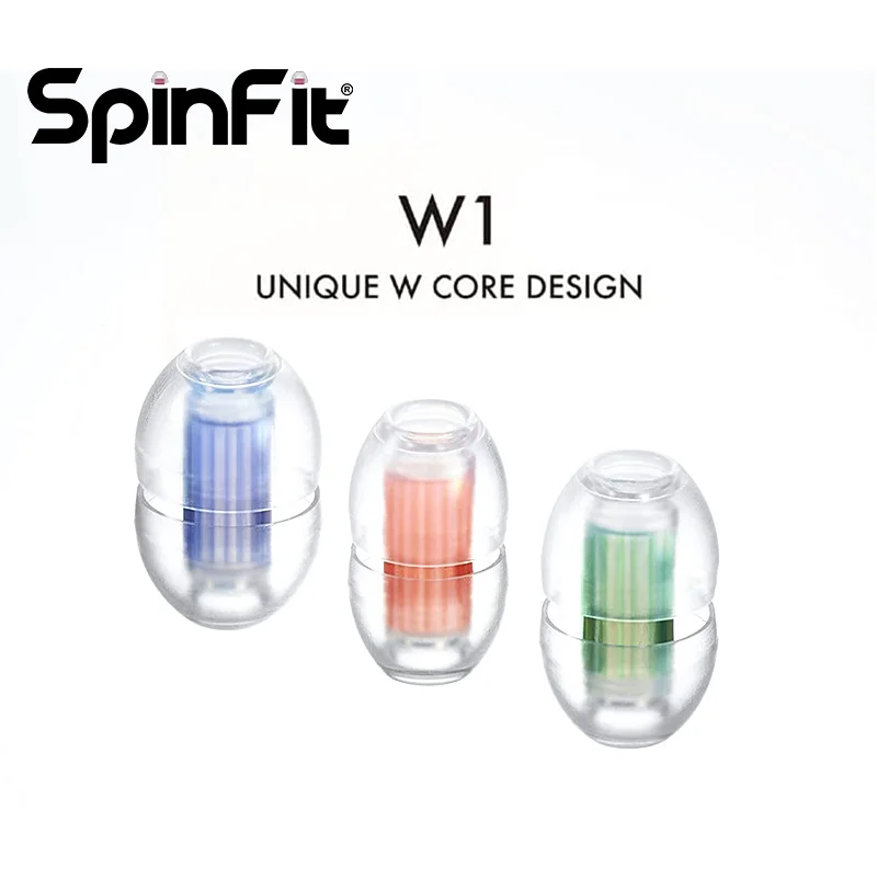Силиконовые насадки SpinFit W1, запатентованные насадки для наушников медицинского класса, двойной W-образный сердечник для насадки для наушников диаметром от 5-6 мм