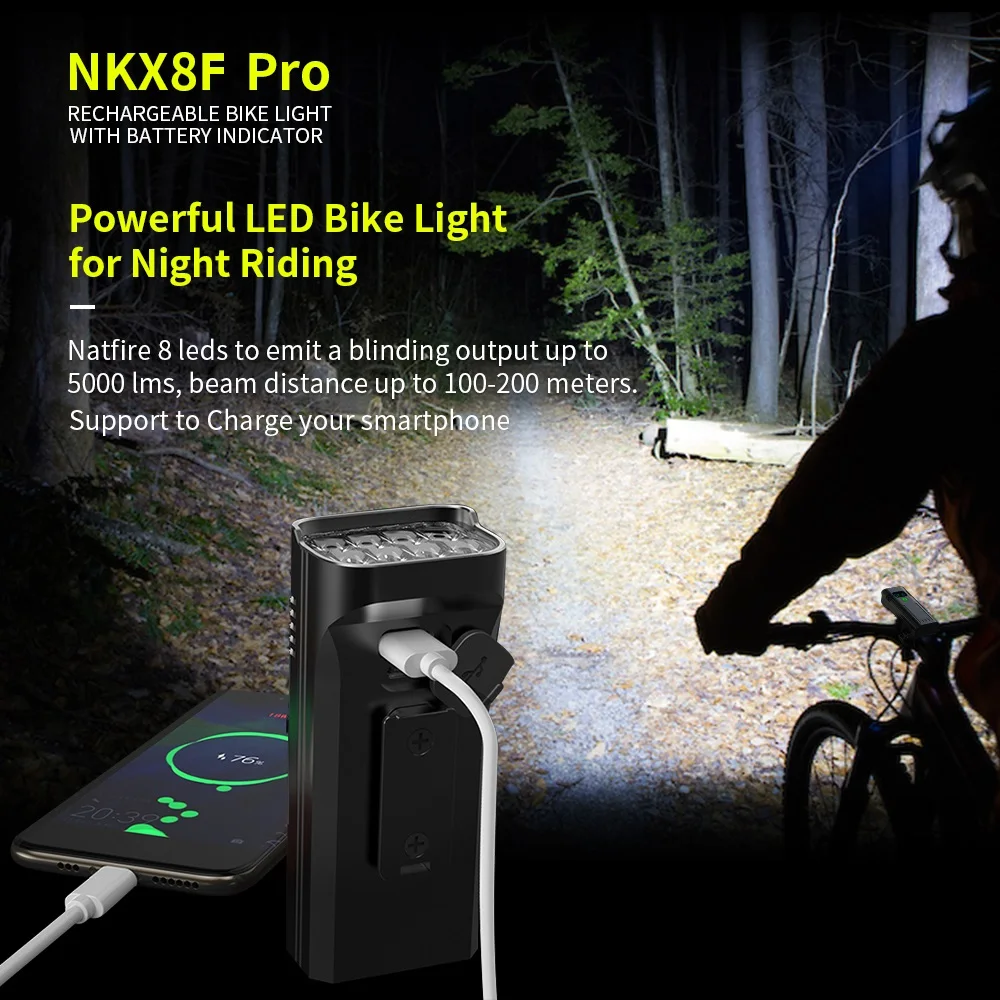 10000MAh 6-8 Đèn LED Xe Đạp USB Sạc 3600 Lumens Xe Đạp Đèn Pha Đèn Pin Siêu Sáng Đèn Trước Và lưng Phía Sau Đèn