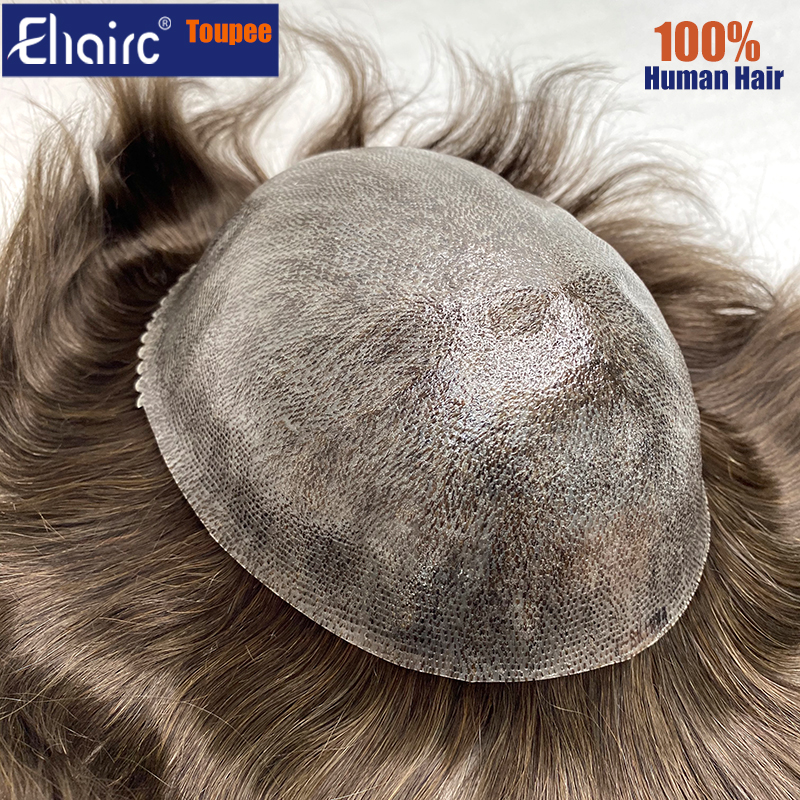 ขาย-ชายผมเทียม 0.12-0.14 มม.ฉีดผิว Toupee ผู้ชาย 6 "ผู้ชาย capillary prothesis วิกผมสําหรับ Man 100% Human Hair ระบบ
