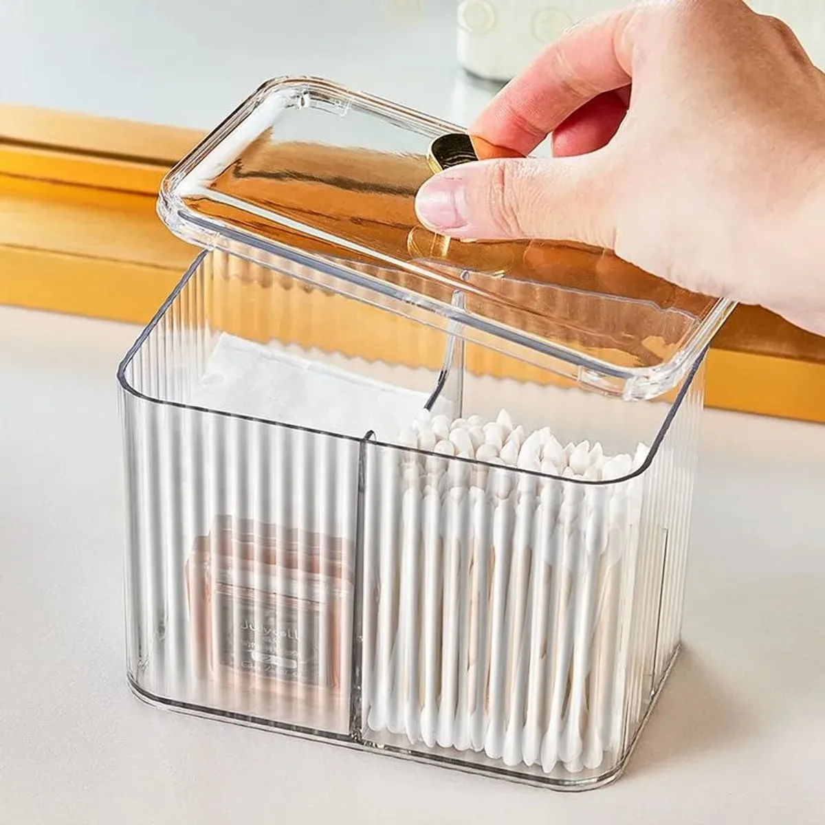 Qtip Halter Spender Klar Badezimmer Organizer Glas Tupfer/Pad/Kugel Halter Container Kosmetik Aufbewahrungsboxen für Waschtisch