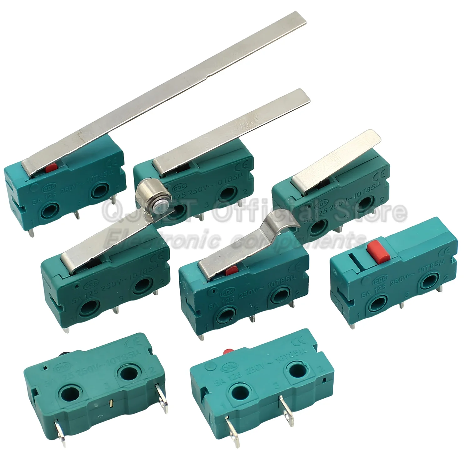 5pcs Silver Contacts 5A 250V Microswitch KW12 Green Travel Limit Switch 2Pin/3Pin Switch KW11-3Z-2 Straight/Curved Handle/Roller