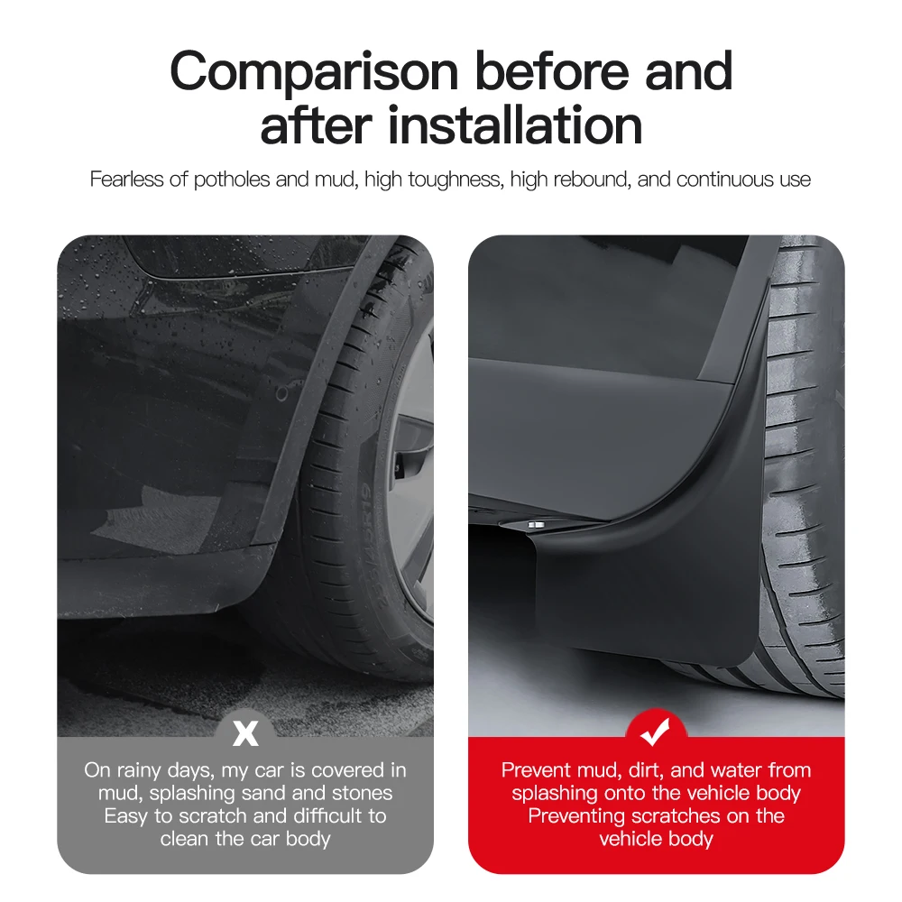 YZ For Tesla Model 3 Y Highland Juniper 2021-2025 4PCS Front Rear Wheel Mud Flaps Tesla Front Rear Fender Protector Accessories