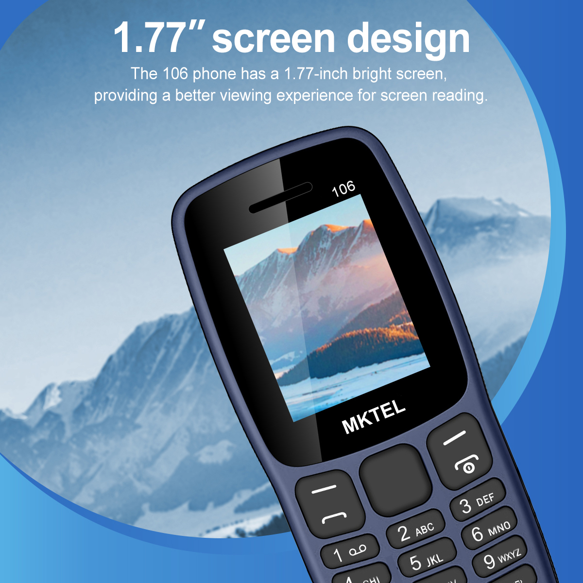 MKTEL 106 Feature Phone 1.77" Display 800mAh Battery Dual SIM Dual Standby Strong Torch MP3 MP4 FM Radio Bluetooth GPRS