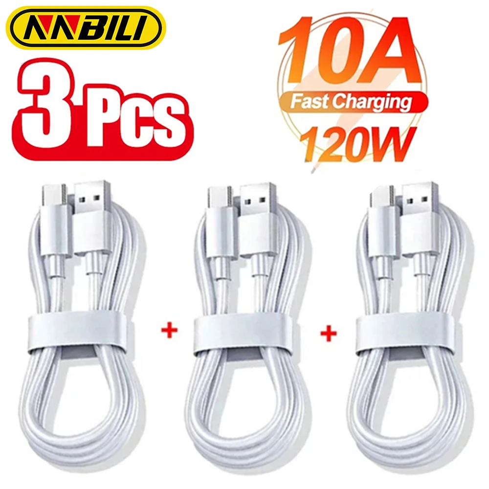 NNBILI 1-3 uds 10A 100W tipo C Cable de carga súper rápido Cable de datos para Huawei carga rápida, no iPhone, xiaomi, samsung