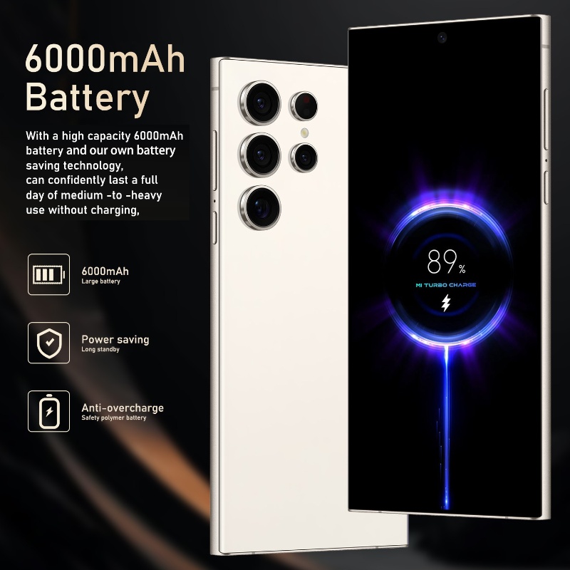 Global Vision S24 Ultraสมาร์ทโฟน5G Android 6000MAH 8GB RAM 512G ROM 6.8นิ้ว1920x1080HD 24 + 48MP MTK10 4Gเครือข่ายโทรศัพท์มือถือ