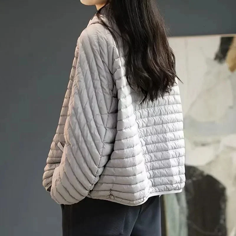 2024 秋冬新軽量秋冬ジャケット女性のファッション軽量フード付きルーズパーカーダウンコットンコート女性の
